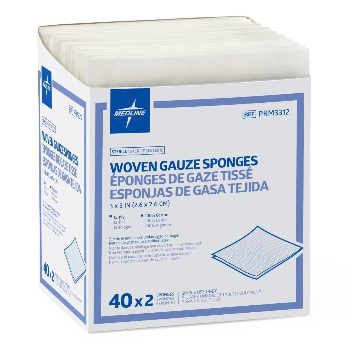 Caring St2s Woven Cotton Gauze Sponge 12ply 3x3 80Ct