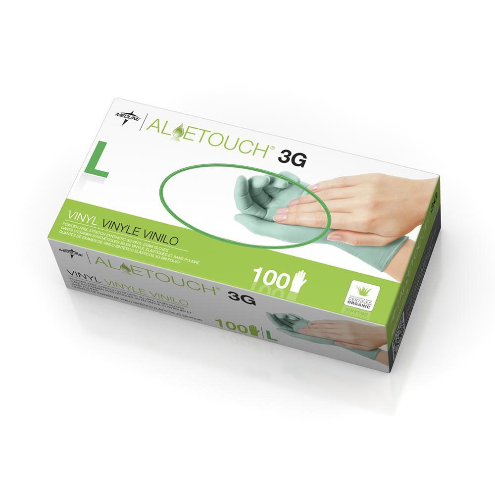 Medline Aloetouch 3G Synthetic Exam Gloves L 100Ct