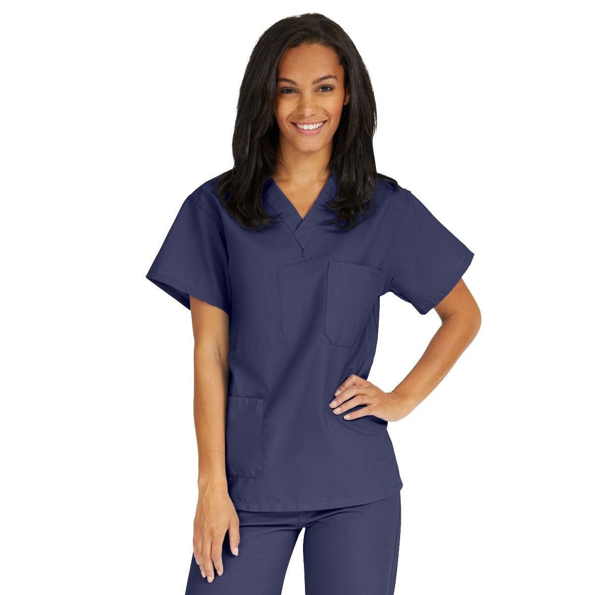 V-Neck Scrub Top Navy Medline S 1Ct