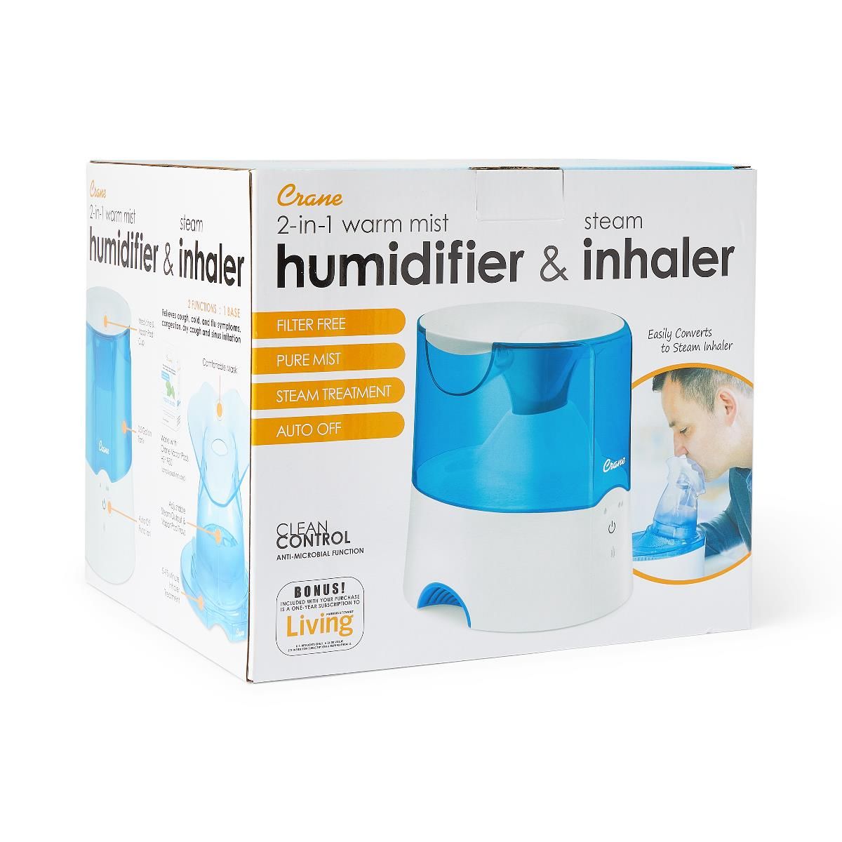 Crane 2in1 Warm Mist Humidifier / Steam Inhaler 1Ct