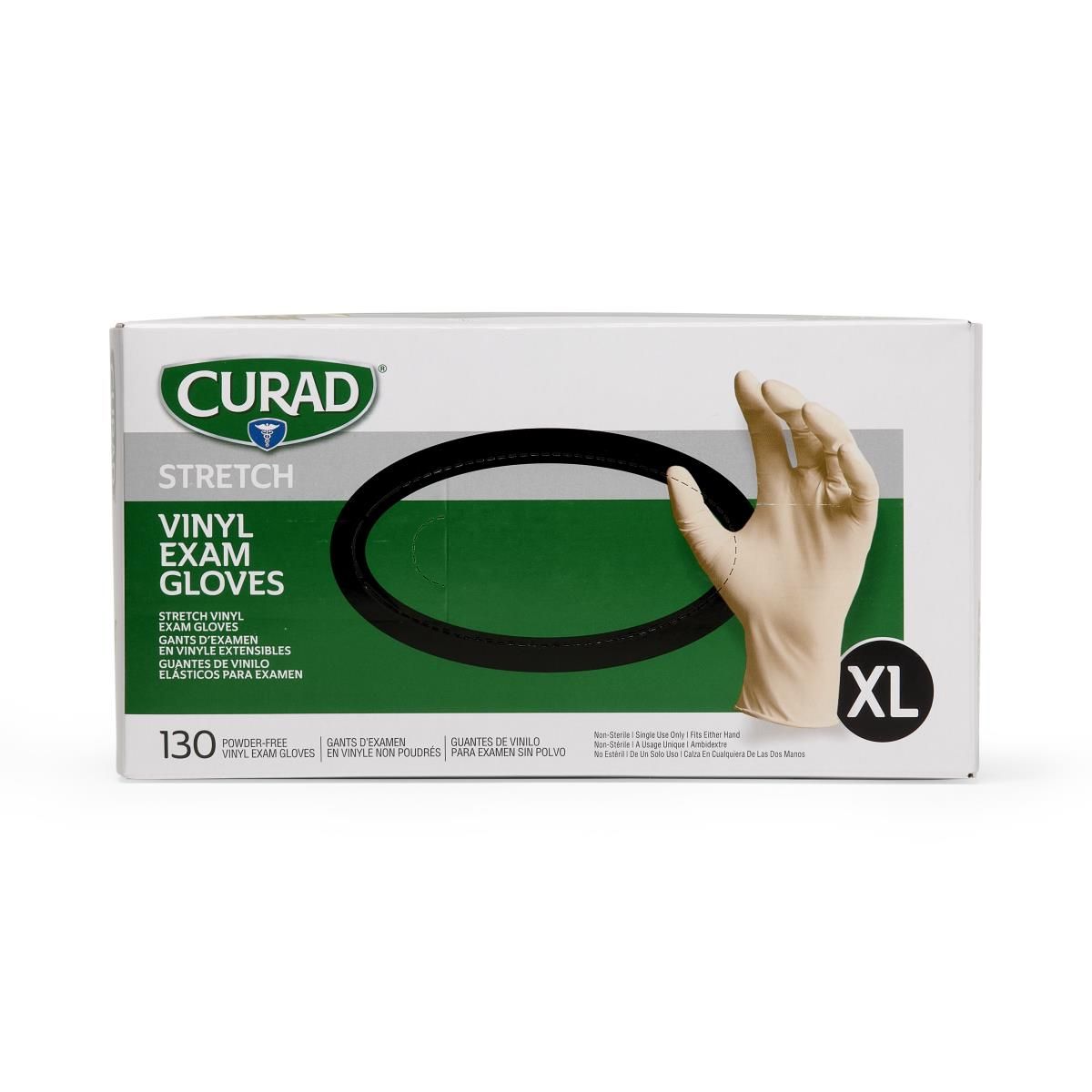 CURAD Stretch Vinyl Exam Gloves Cream XL 130Ct