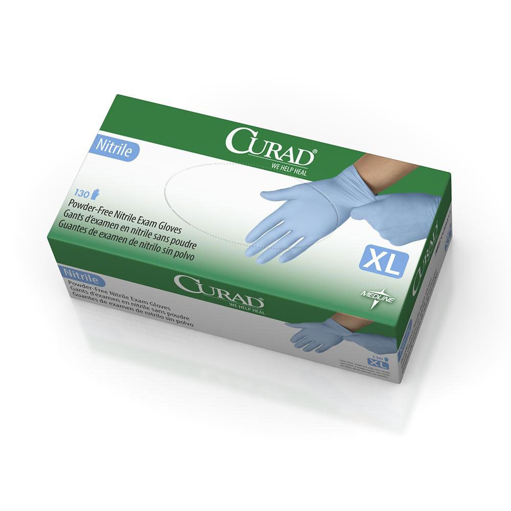 CURAD Full Texture Nitrile Exam Gloves XL 130Ct