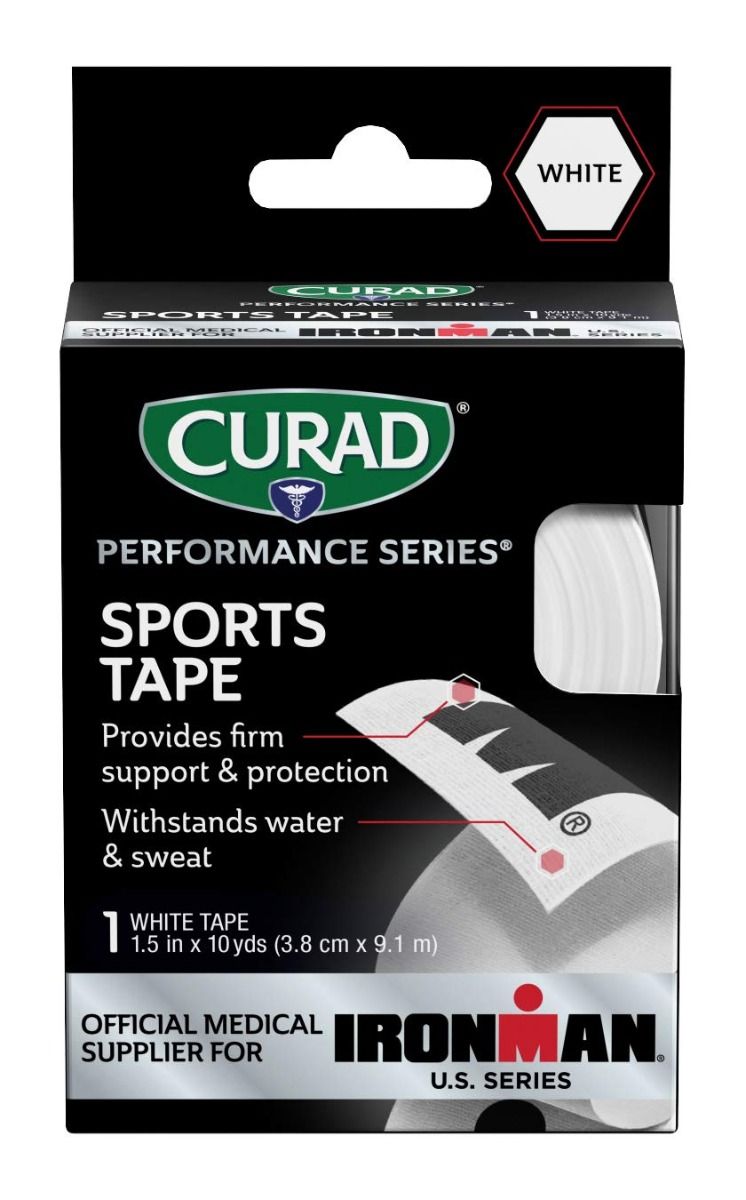 CURAD IRONMAN Sports Tape White/Gray 1.5inx10yd 1Ct