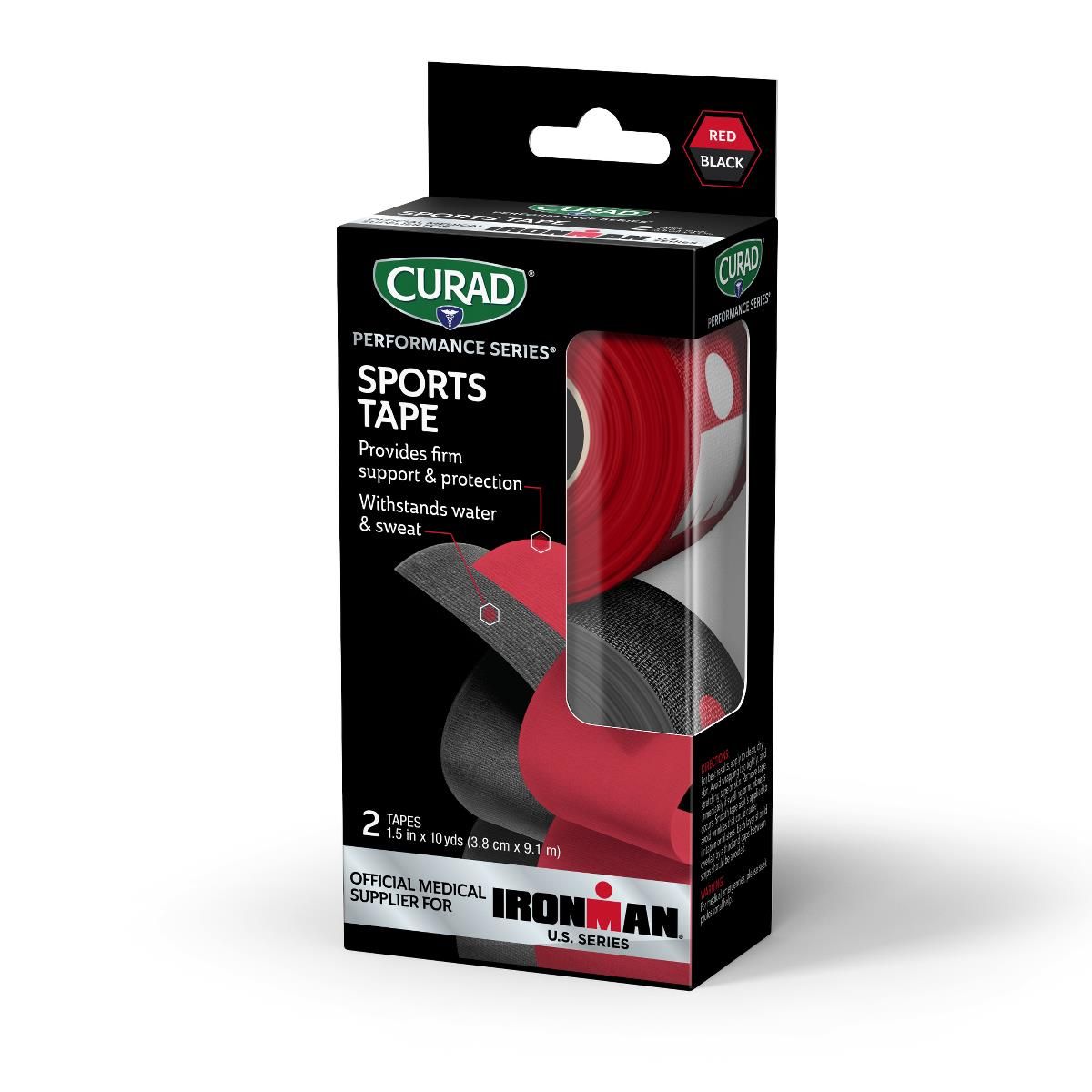 CURAD IRONMAN Sports Tape Pink/Black 1.5inx10yd 1Ct