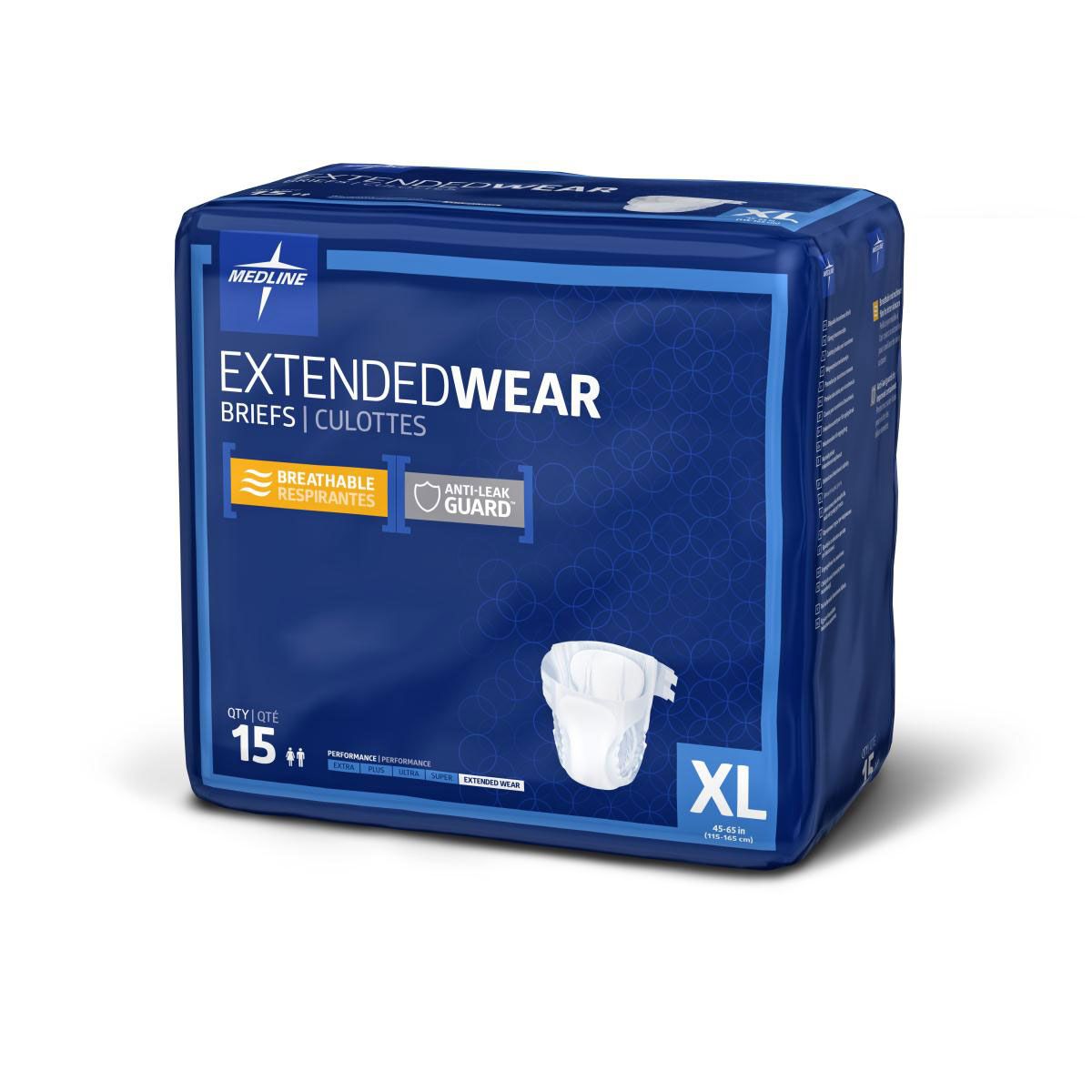 Medline Extended Wear HighCap Disposable Brief XL 60Ct