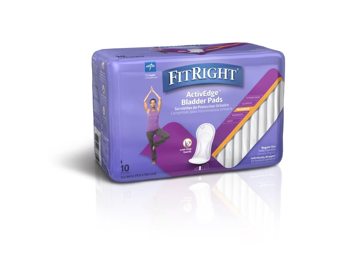 Medline FitRight Bladder Pad 5.5x13.75 Maximum 10Ct