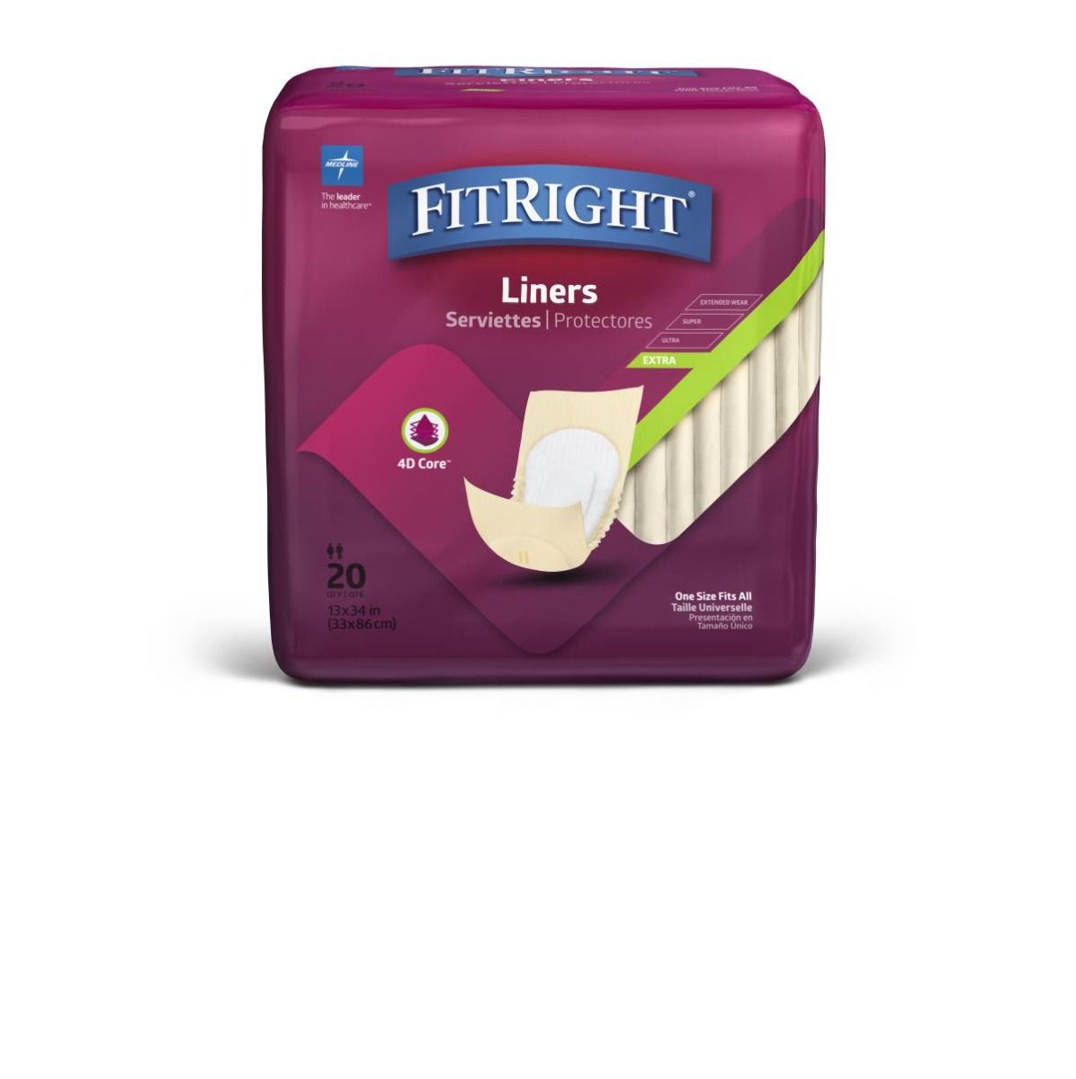 Medline FitRight Extra Incontinence Liner 13x34 20Ct