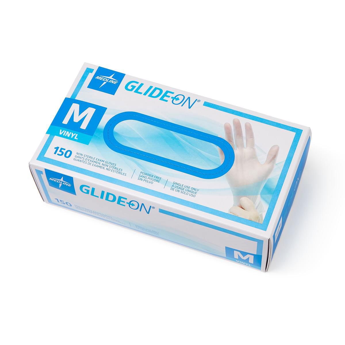 Medline GlideOn Vinyl Exam Gloves M 150Ct