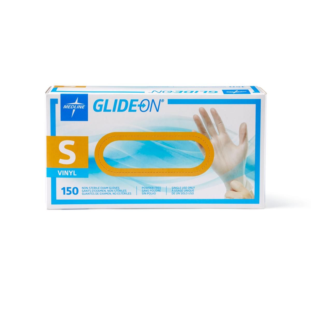 Medline GlideOn Vinyl Exam Gloves S 150Ct