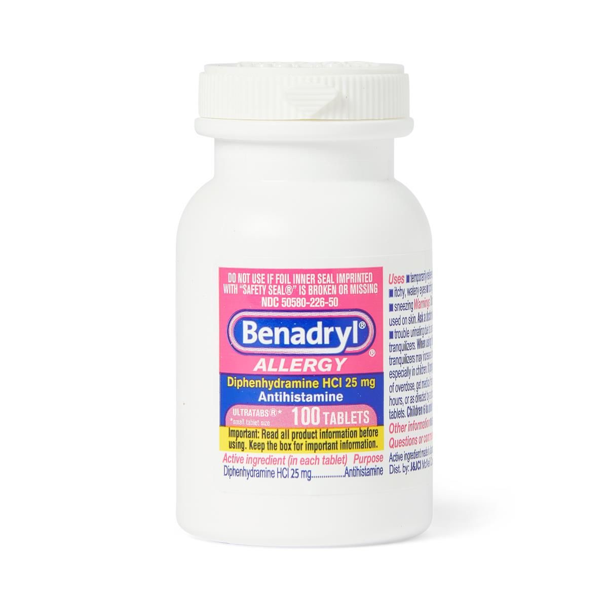Benadryl Allergy Ultratabs Tablets 25mg 100Ct