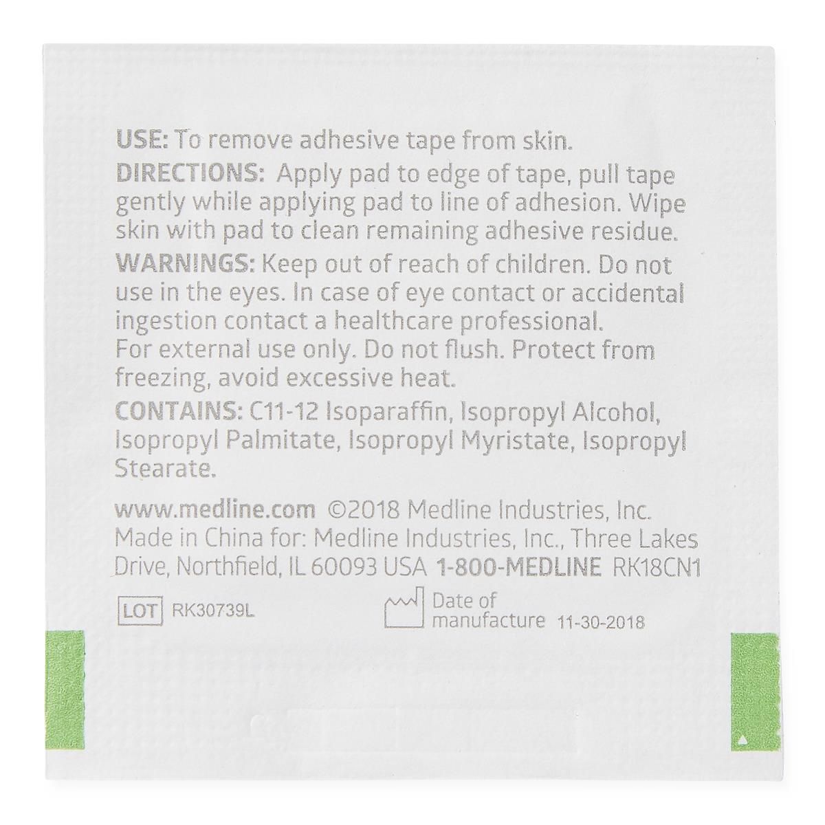 Medline AcetoneFree Medical Adhesive Remover Pad 100Ct