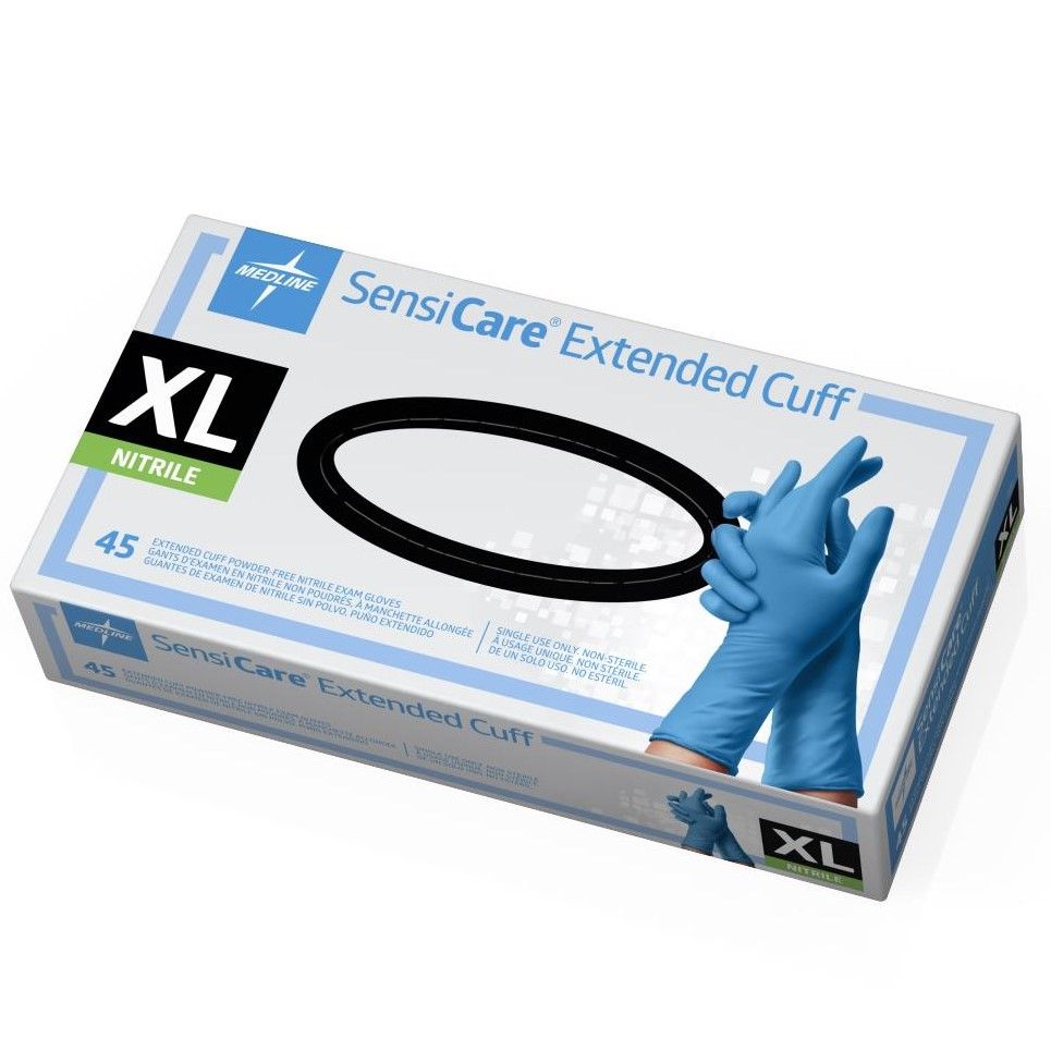 SensiCare Extended Cuff Nitrile Exam Gloves Size XL 45Ct