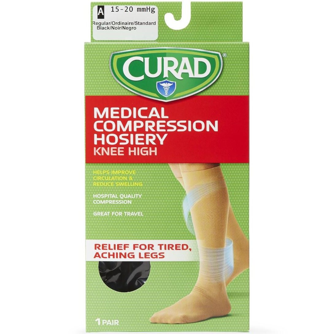 CURAD Knee Compression Hosiery 1520mmHg Tan C Reg 1Pr