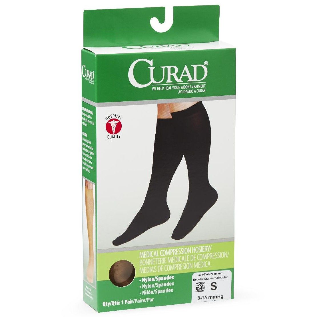 CURAD Knee Compression Hosiery 815mmHg Tan M Reg 1Pr