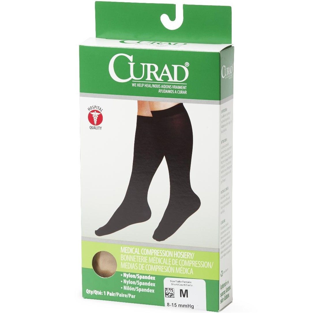 CURAD Knee Compression Hosiery 815mmHg Tan XL Reg 1Pr