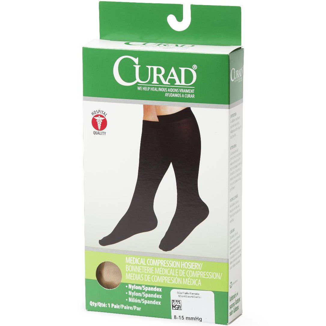 CURAD Knee Compression Hosiery 1520mmHg Blk F Reg 1Pr