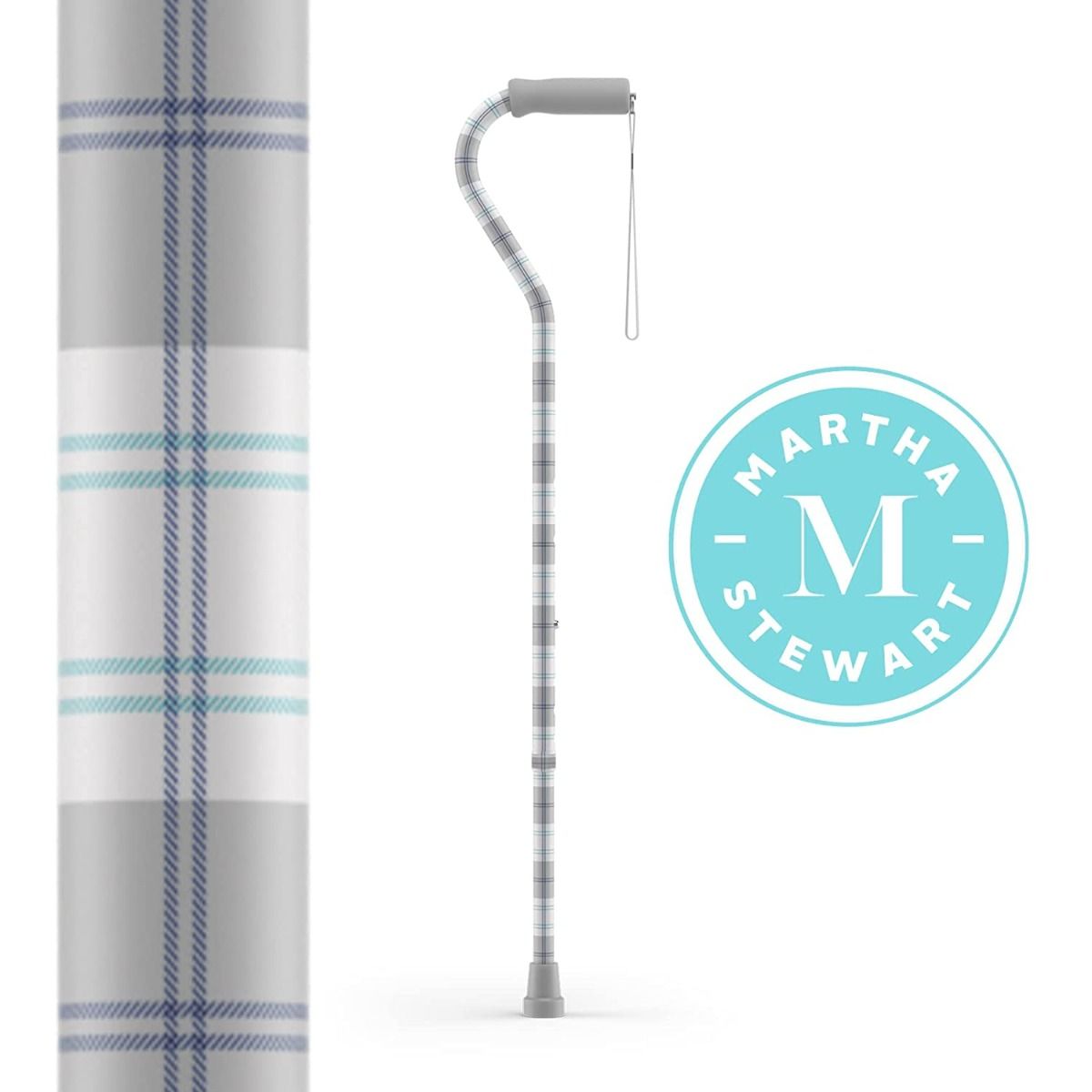 Medline Martha Stewart Offset Cane Plaid 1Ct