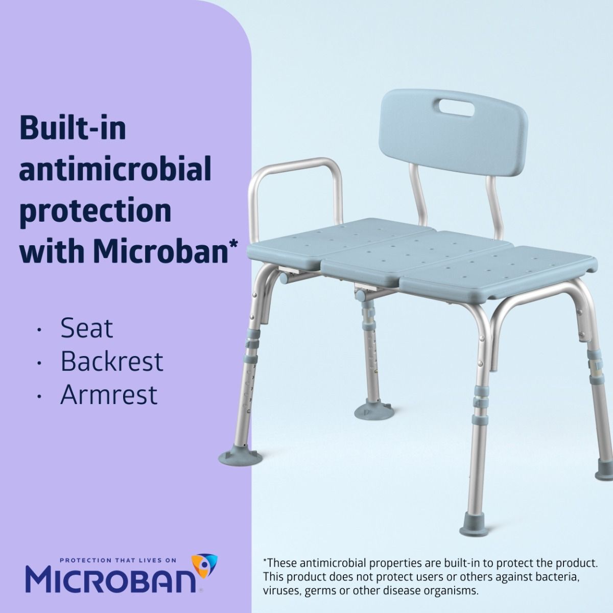 Medline Knockdown Transfer Bench with Microban 1Ct