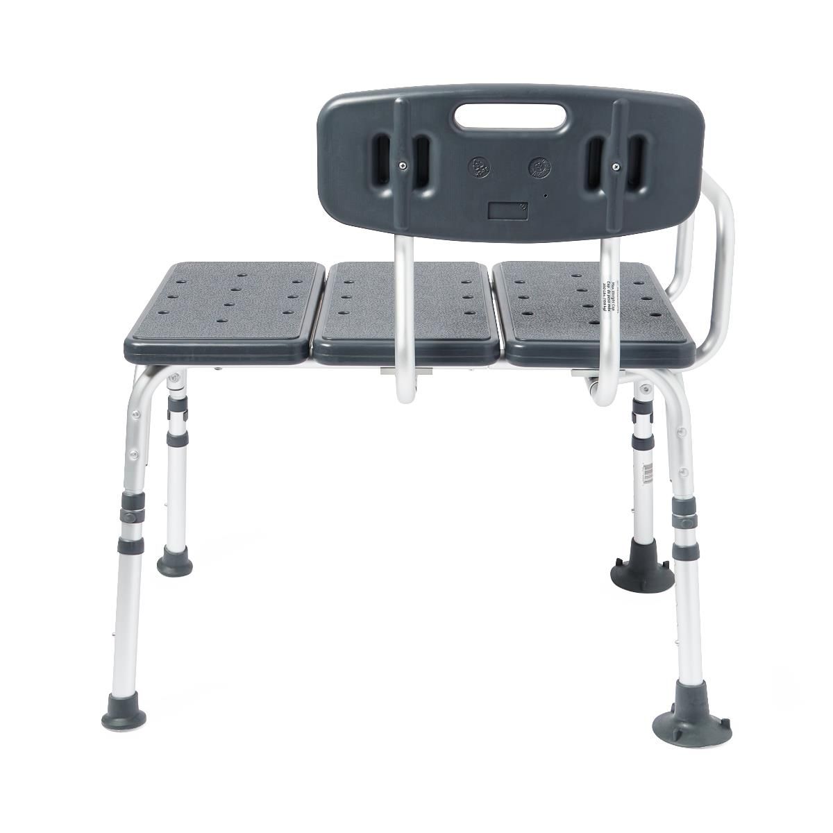 Medline Transfer Bench with Microban Gray 350lb Cap 1Ct