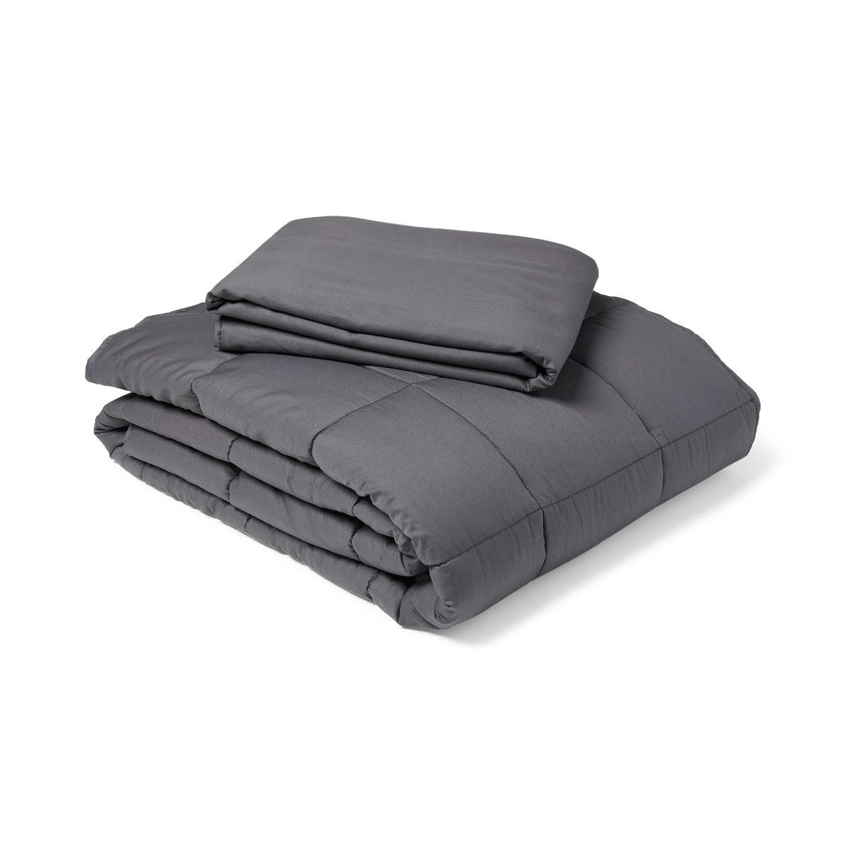 Weighted Blanket with Duvet Cover, Gray, 12lb, 1Ct