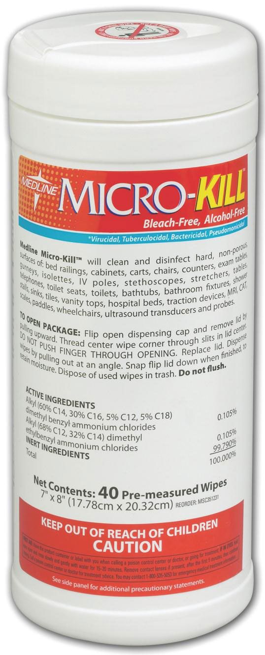 Medline MicroKill Disinfectant Wipes 7x8 480Ct