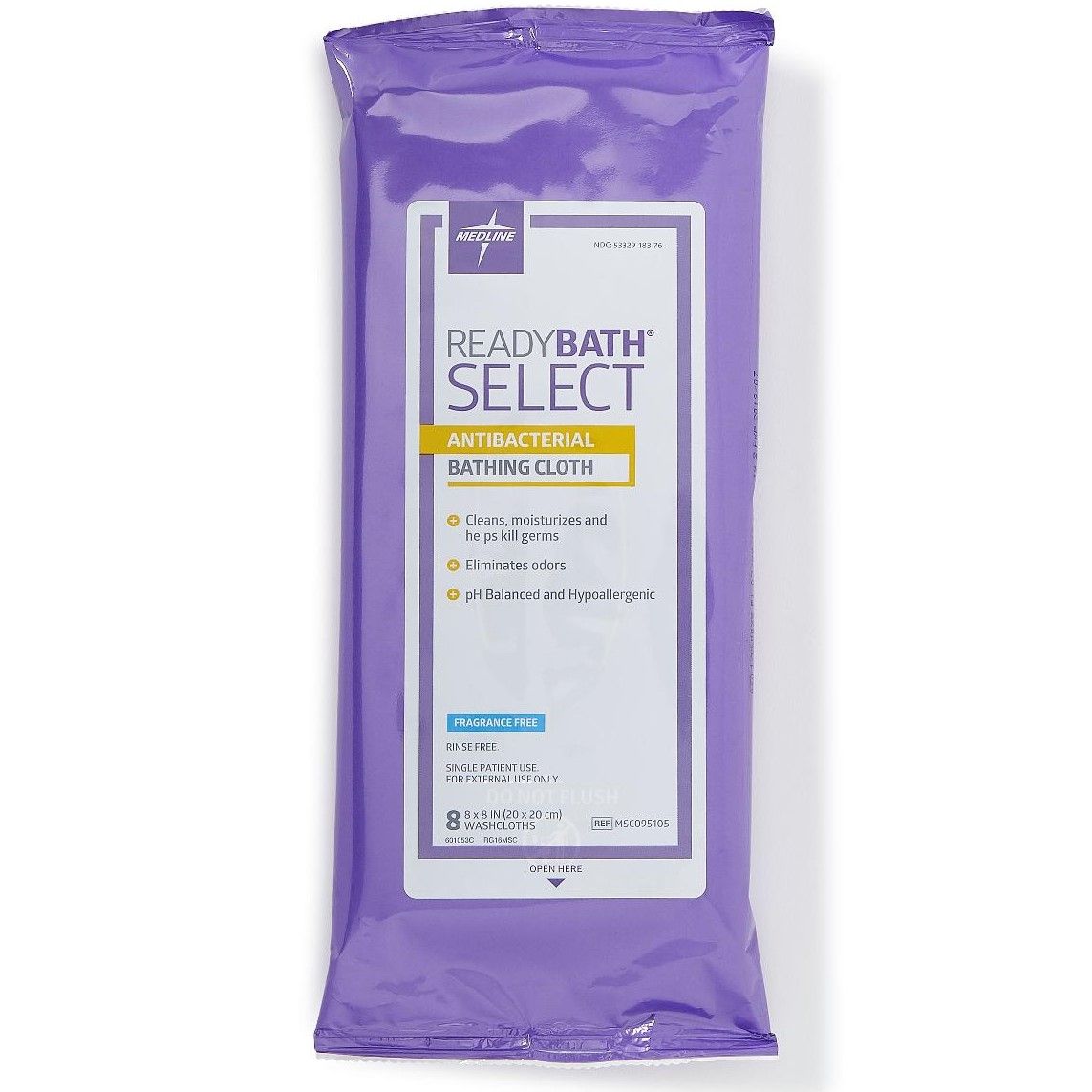 ReadyBath SELECT Antibacterial Bathing Wipe Unscent 8Ct