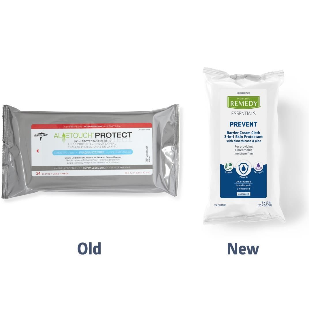 Medline Remedy Essentials Barrier Cream Cloths 24Ct