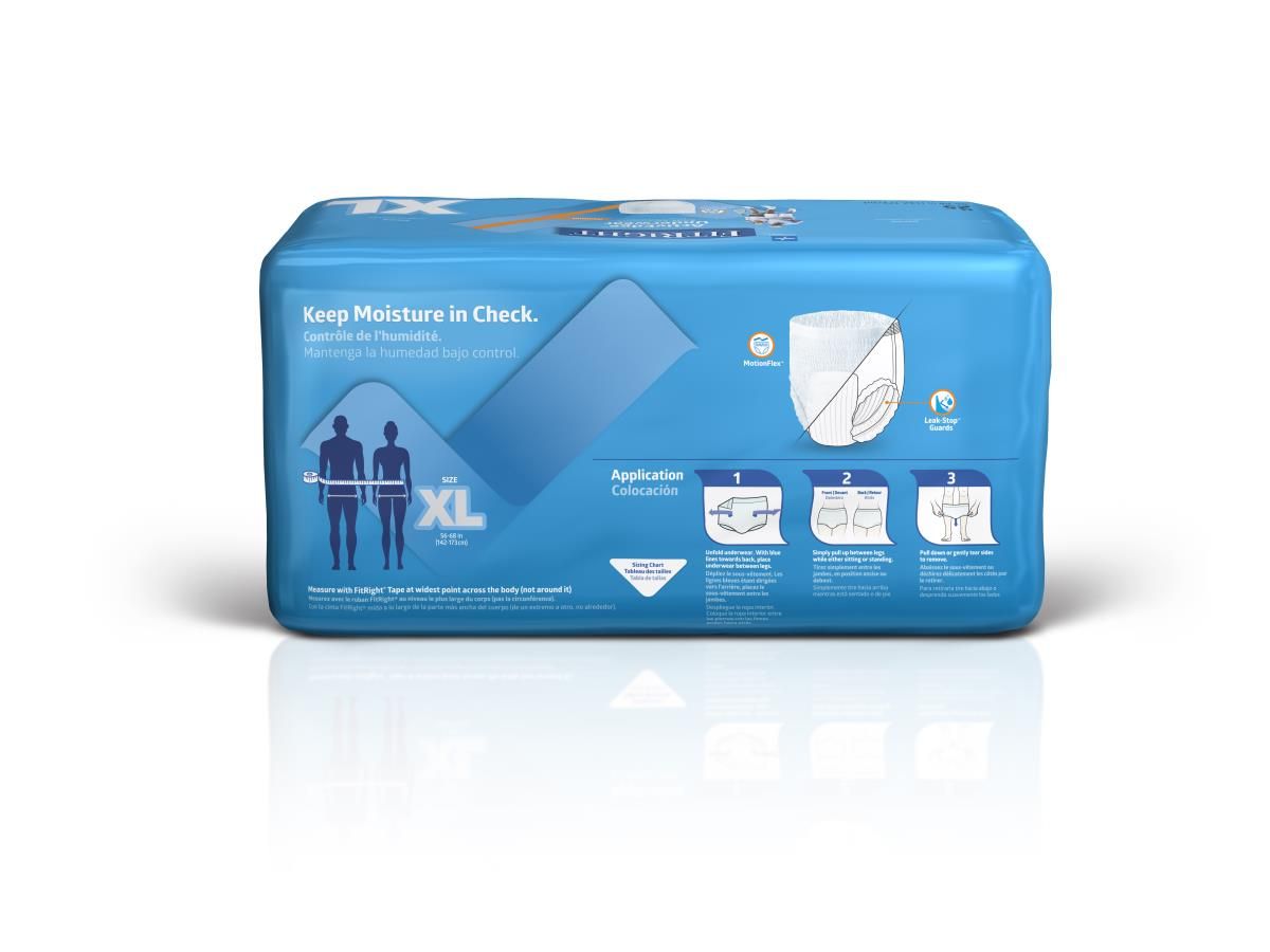 FitRight ActivEdge Disposable Underwear Maximum XL 100Ct