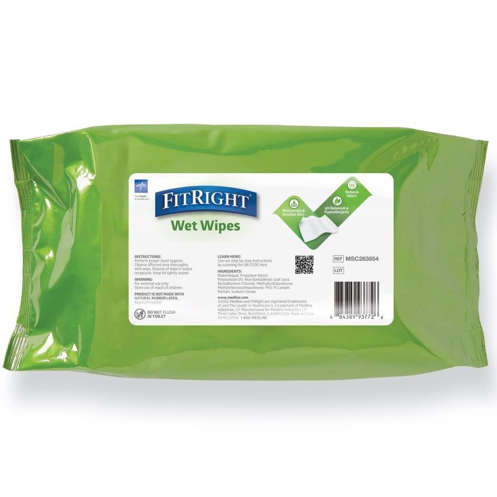 Medline FitRight Aloe Personal Wipes Scented 600Ct