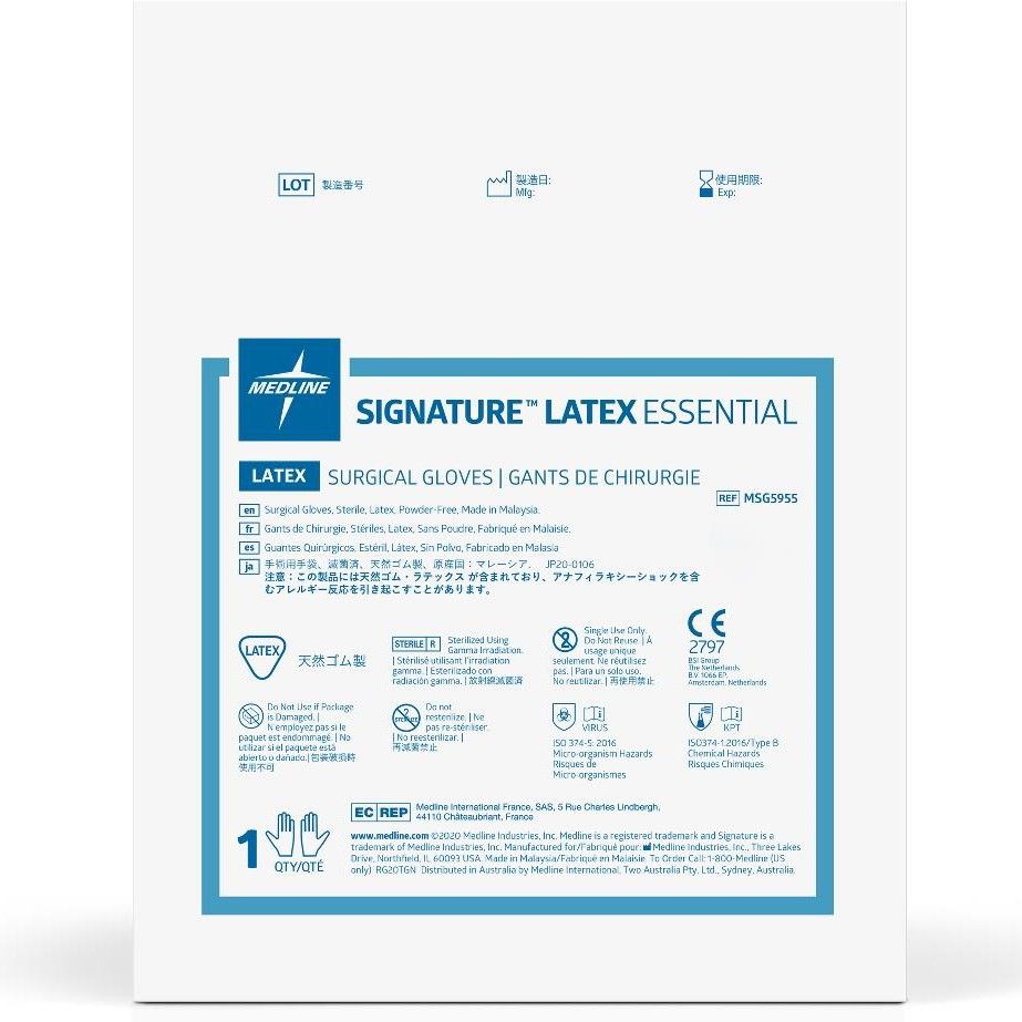 Signature Latex Essential Gloves Sterile Pairs 6.5 50Ct