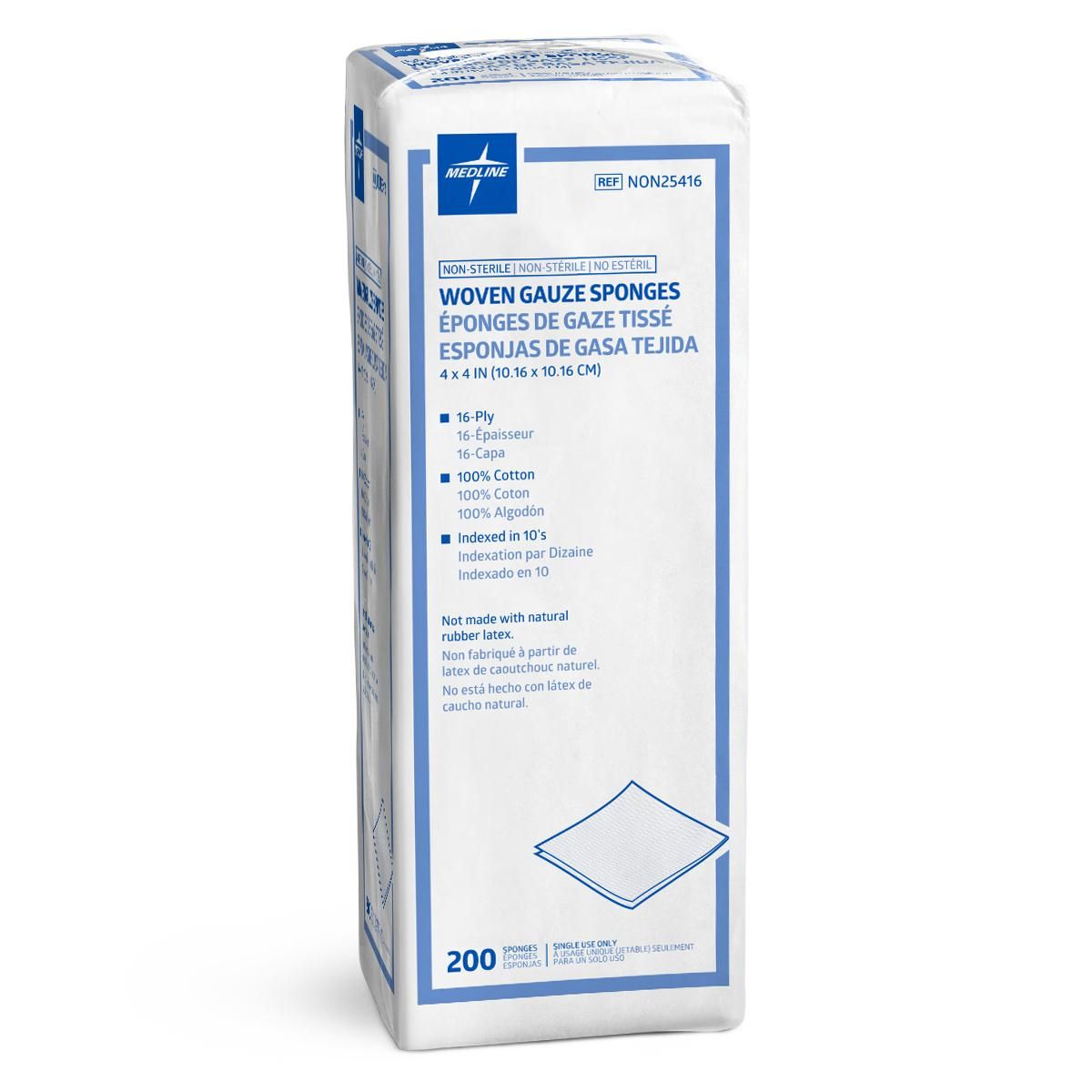 Medline NS Woven Cotton Gauze Sponge 16ply 4x4 2000Ct