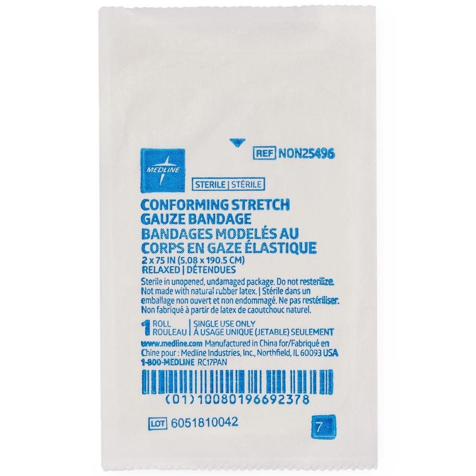 Medline Sterile Conform Stretch Gauze Bandage 2x75 96Ct