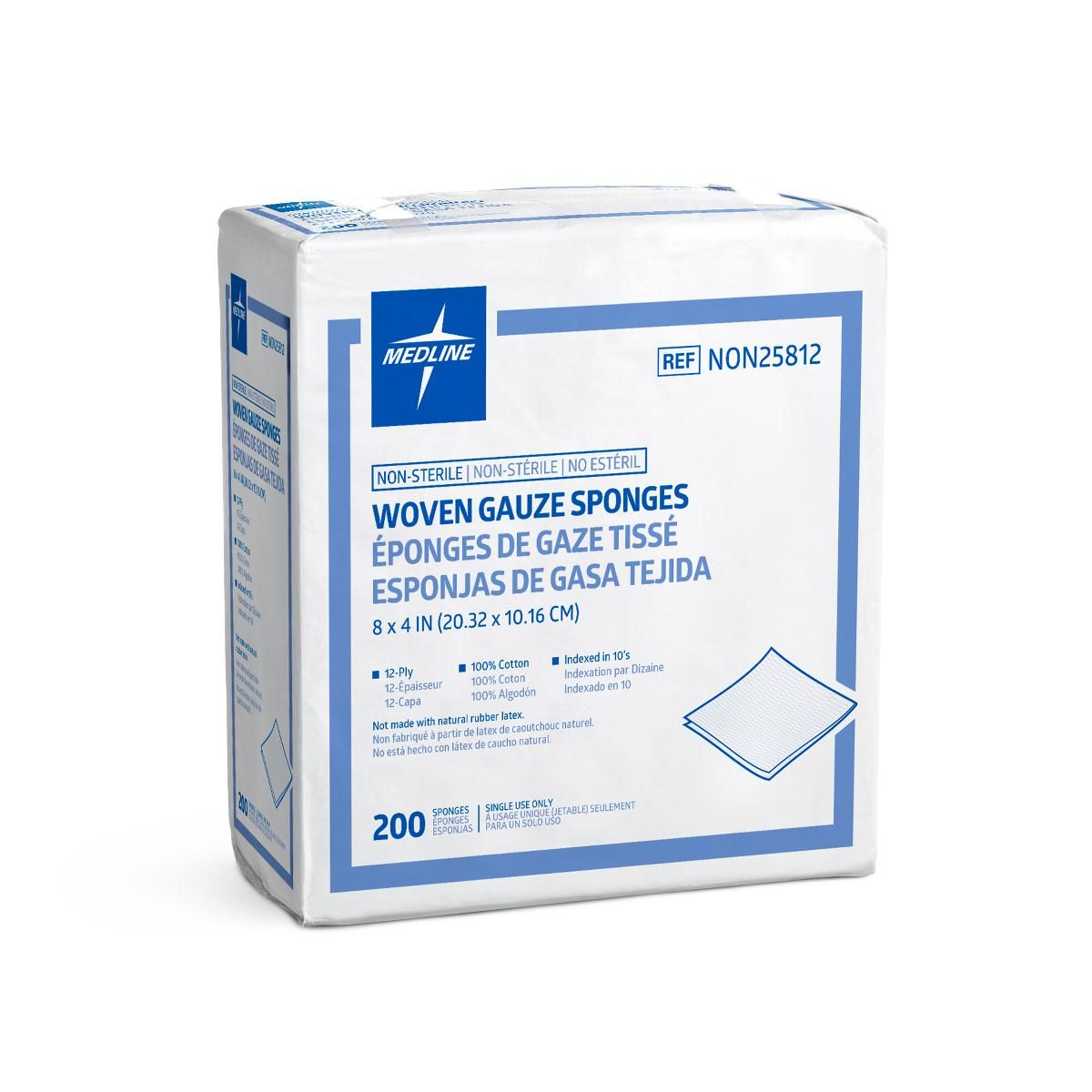 Medline NS Woven Cotton Gauze Sponge 12ply 8x4 2000Ct