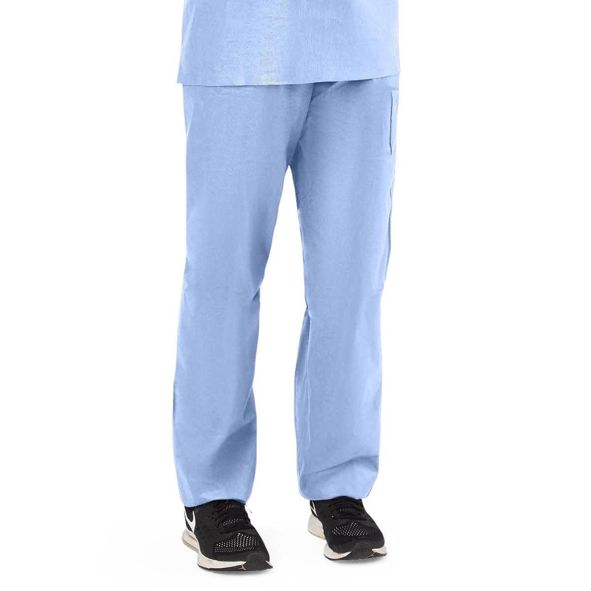 Medline Disposable Scrub Pants Drawstring Waist Blue L 30Ct