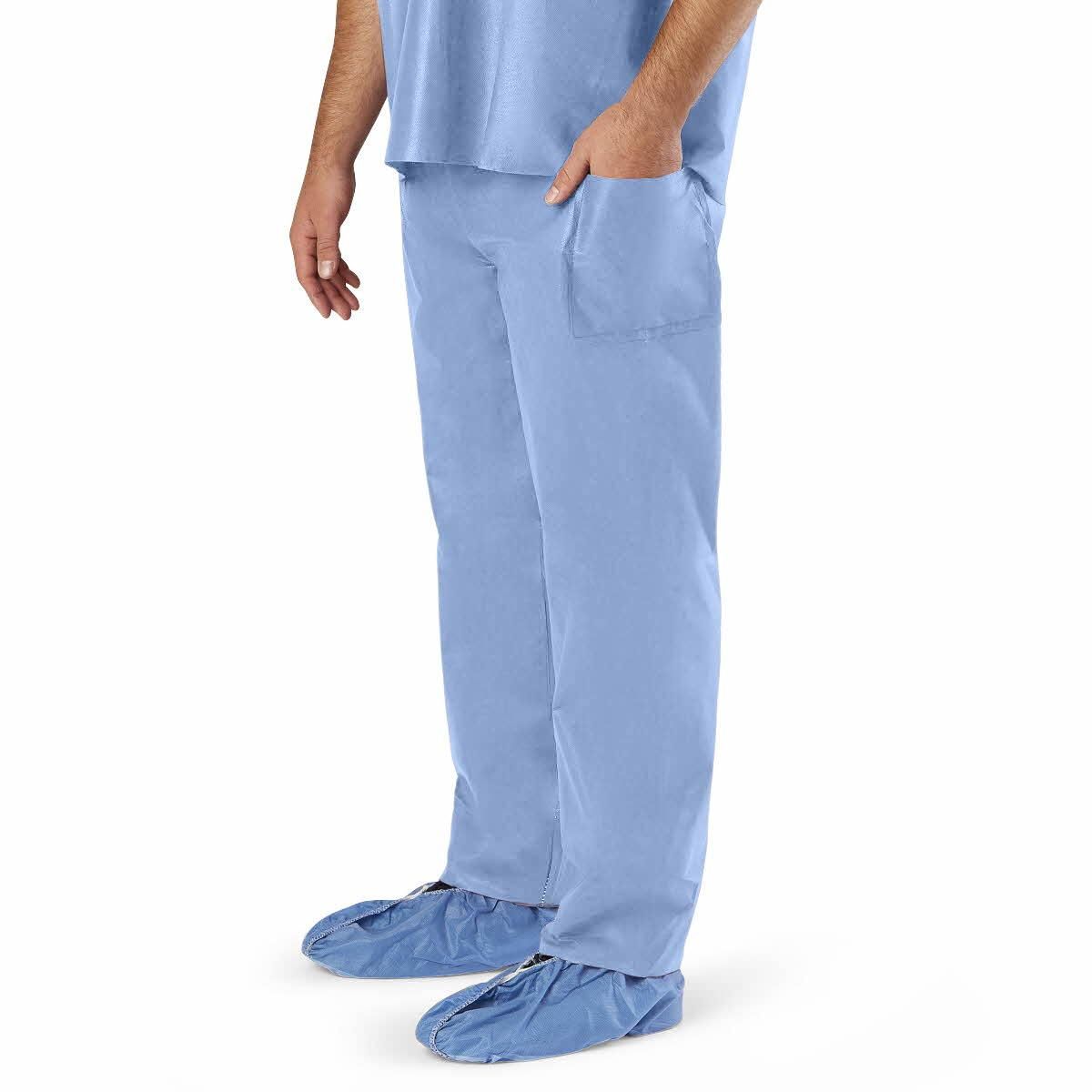 Medline Unisex Disposable Scrub Pants Blue Size L