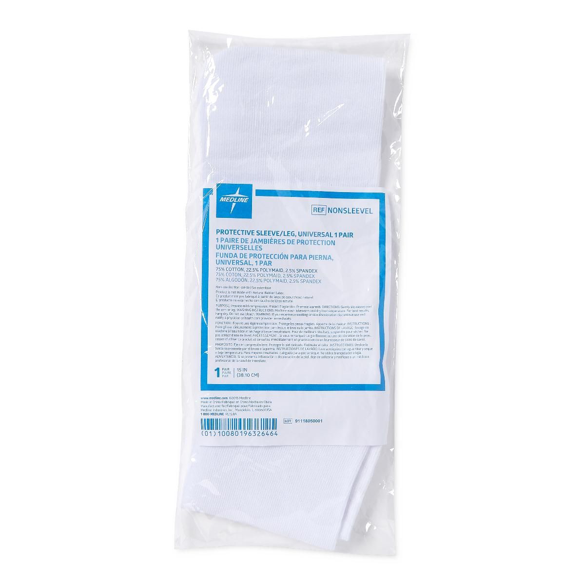 Medline Protective Leg Sleeve White 15inL 1Pair