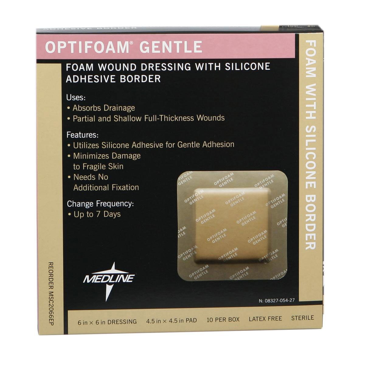 Optifoam Gentle Foam Dressing/Silicone Border 6x6 10Ct