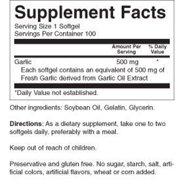 Nature's Blend Garlic Oil Softgel 500mg 100Ct
