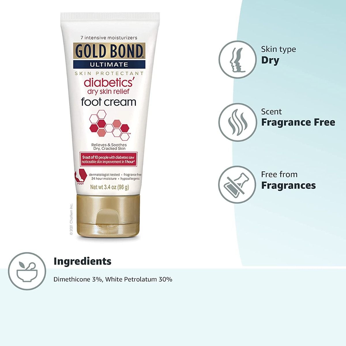 Gold Bond Medicated Diabetic Foot Cream, 3.4 oz.