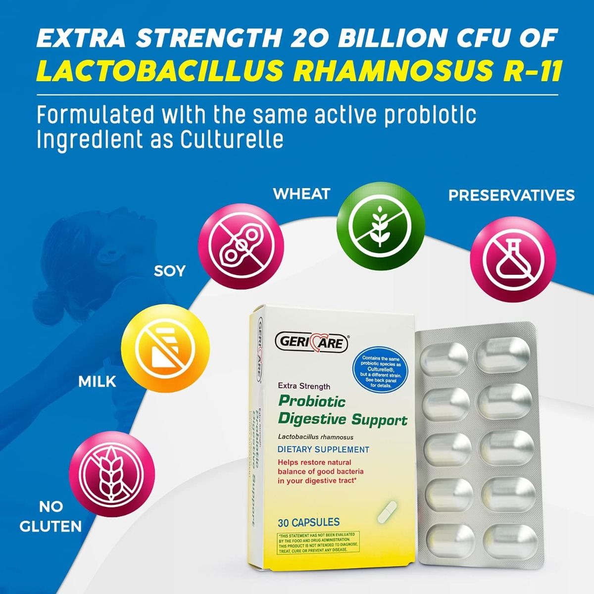 GeriCare Probiotic Extra Strength Digestive Support 30Ct