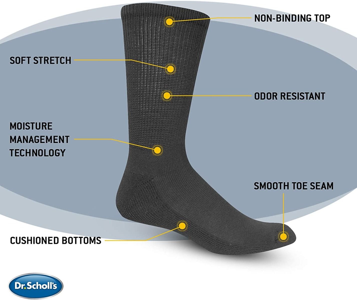 Dr. Scholl's Diabetic Compression Sock 815mmHg Bk S 1Pr