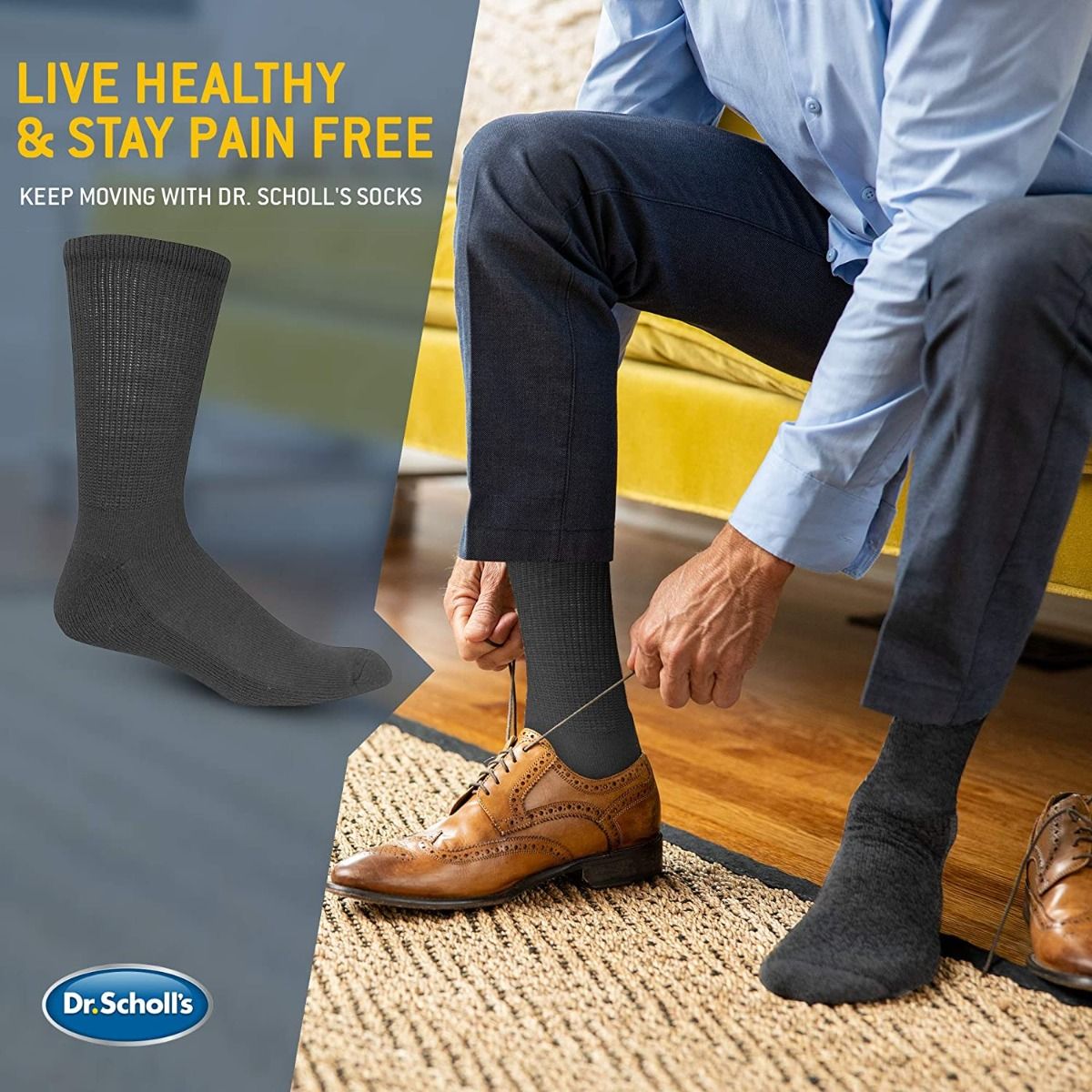 Dr. Scholl's Diabetic Compression Sock 815mmHg Wh M 1Pr