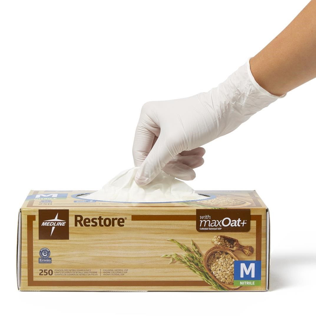 Medline Restore Nitrile Exam Gloves maxOat+ L 250Ct
