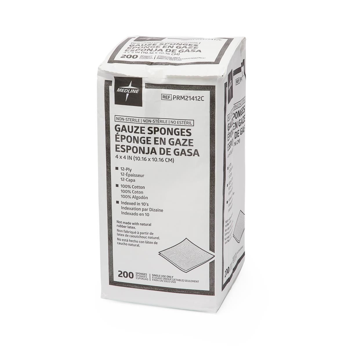 Medline NS Woven Cotton Gauze Sponge 12ply 4x4 2000Ct
