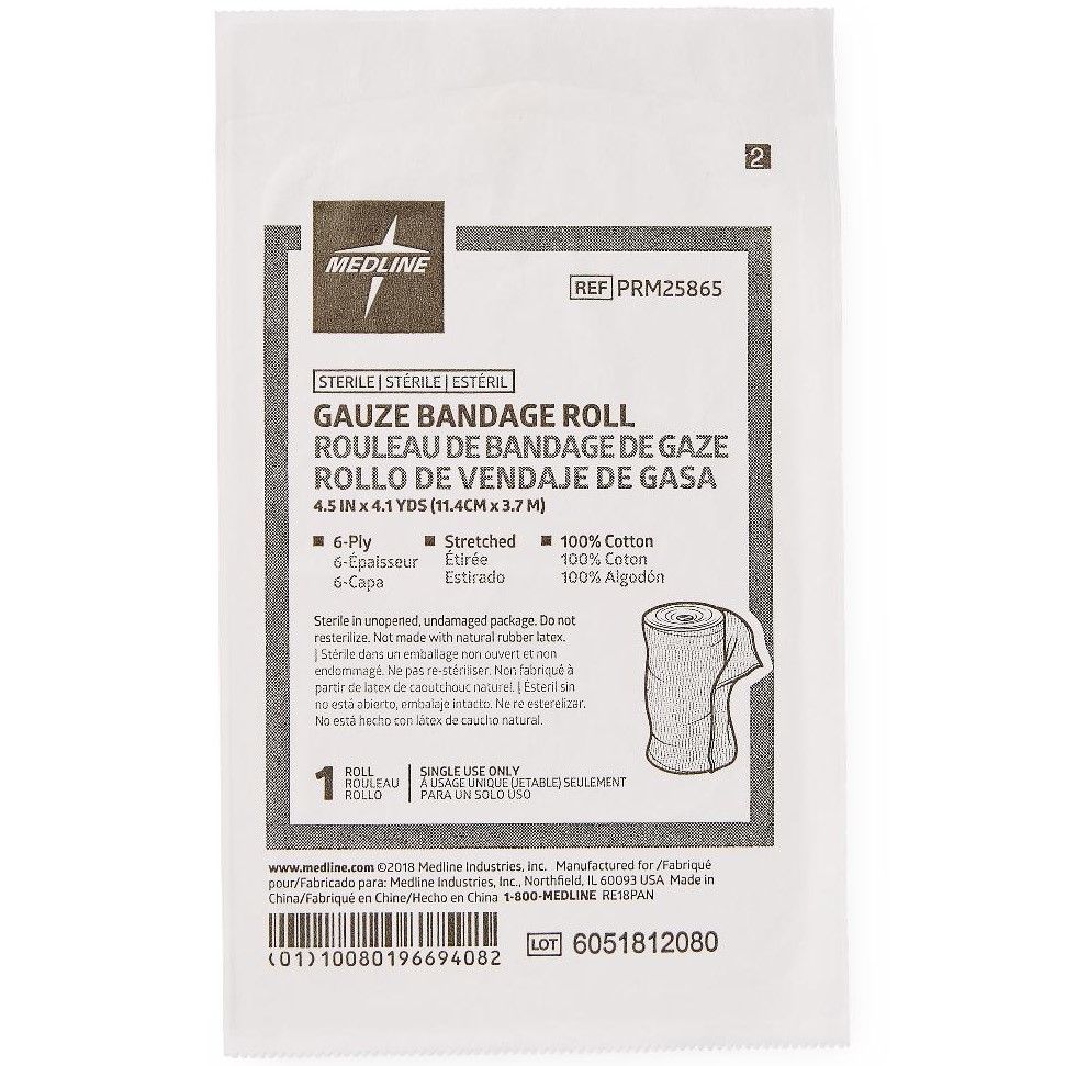 Medline Sterile Cotton Gauze Bandage 4.5inx4.1yd 5Ct