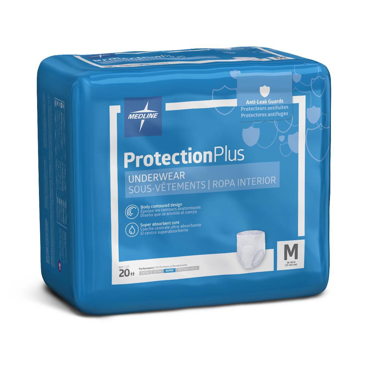 Medline Protection Plus Disposable Underwear Plus M 20Ct
