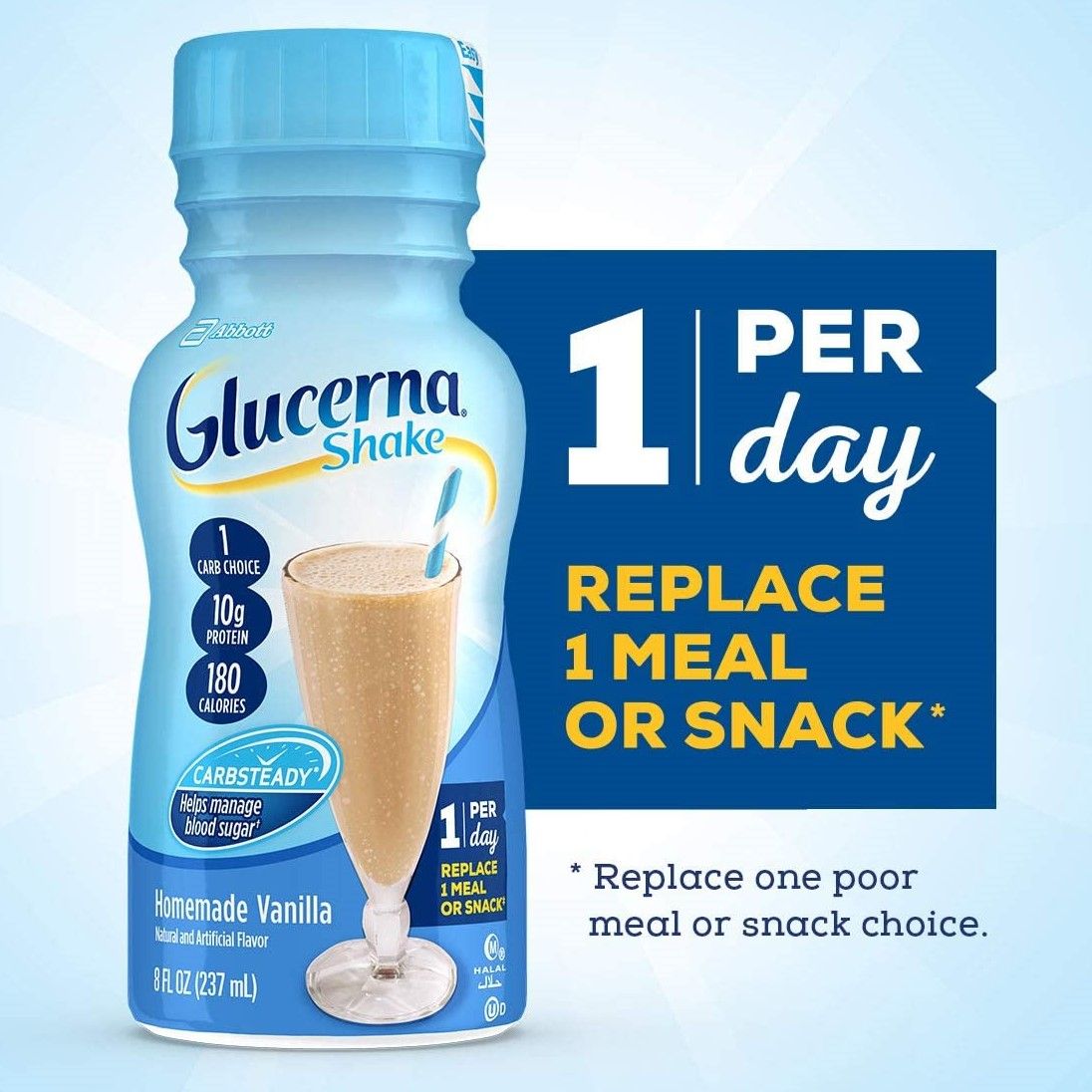 Glucerna Vanilla Nutritional Shake Bottle 8oz 24Ct