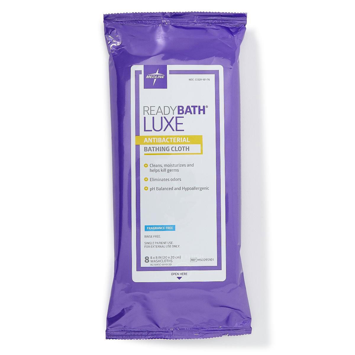 ReadyBath LUXE Antibacterial Bathing Wipe Unscent 192Ct