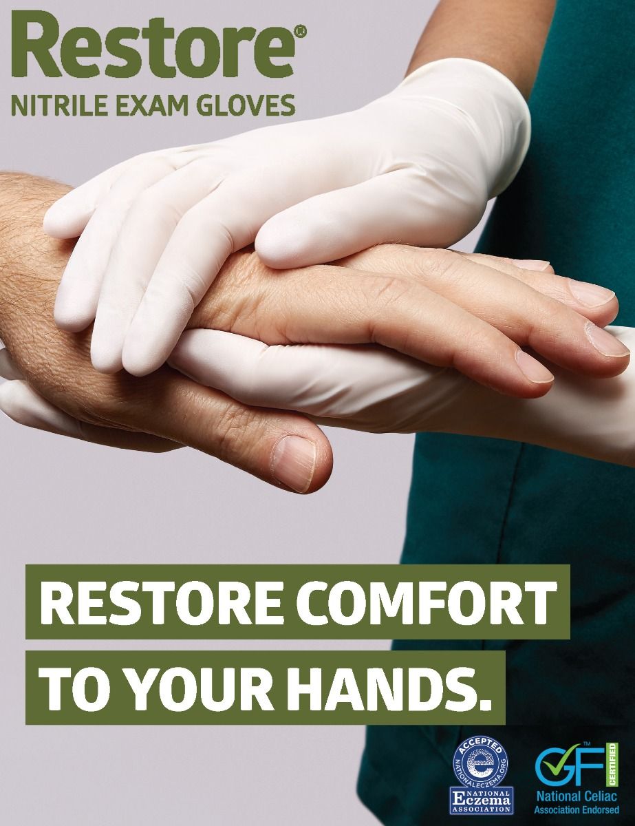 Medline Restore Nitrile Exam Gloves maxOat+ L 250Ct