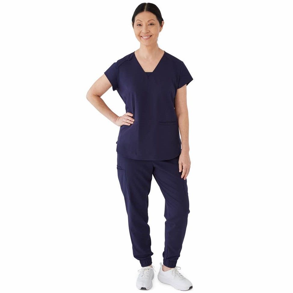 Monroe ave Women's Scrub Top Navy XL